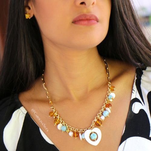 COLLAR AMOR LARIMAR Y AMBAR