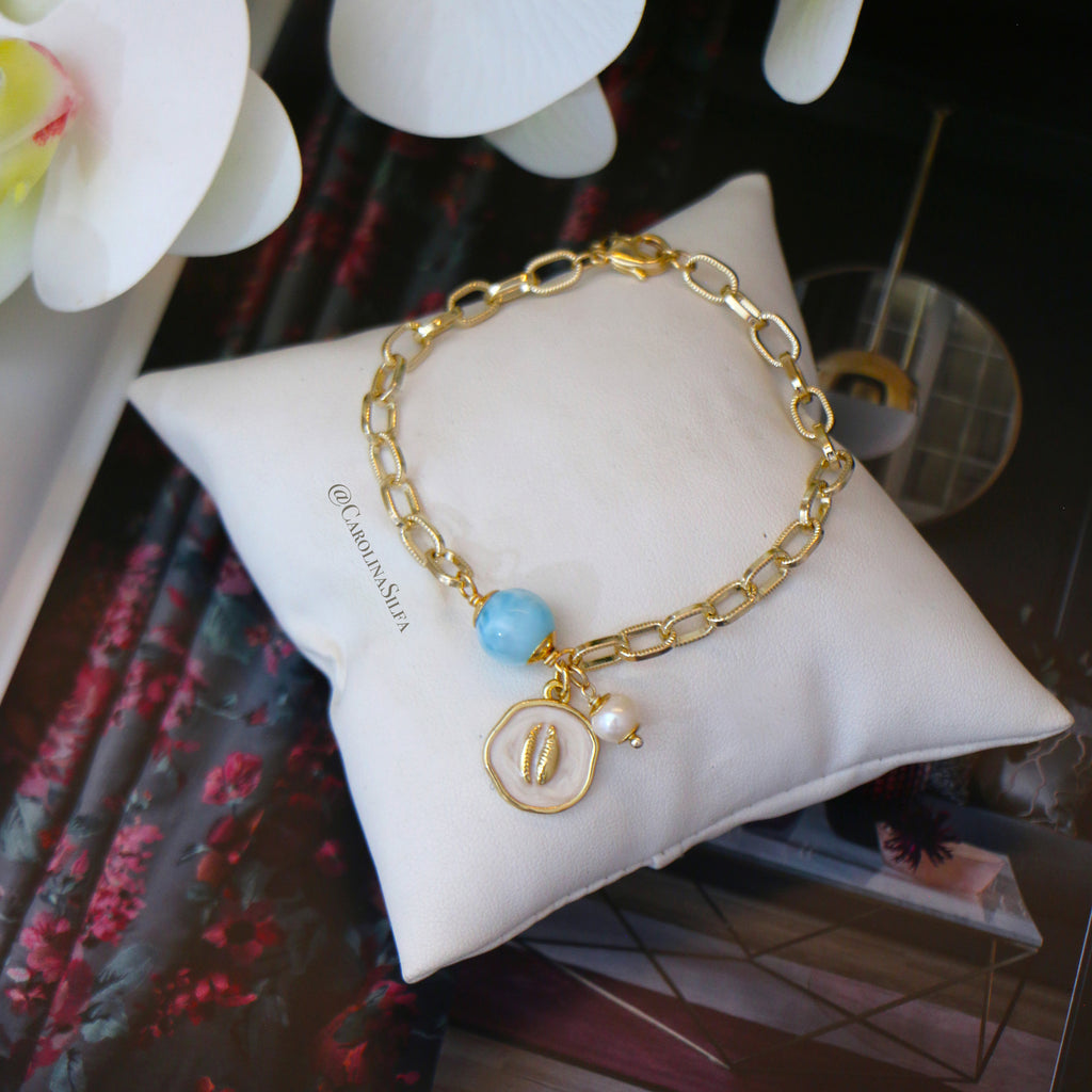 PULSERA ESFERA LARIMAR