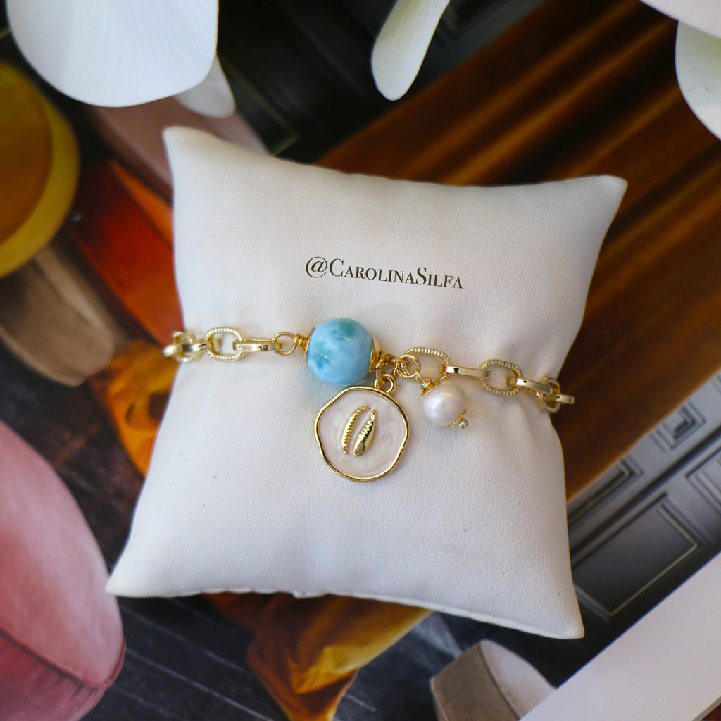 PULSERA ESFERA LARIMAR