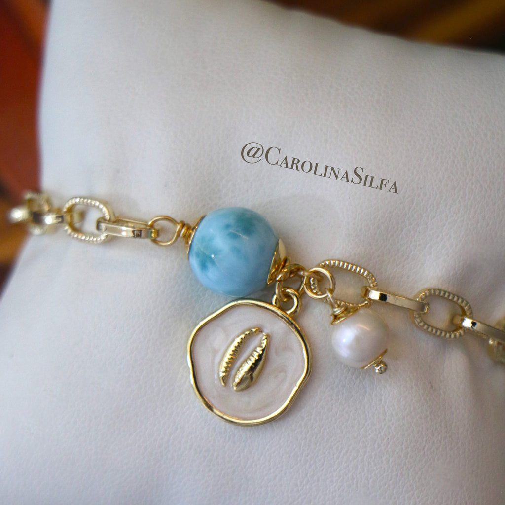 PULSERA ESFERA LARIMAR