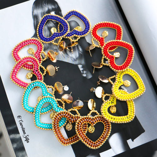 ARETES TEJIDOS CORAZON