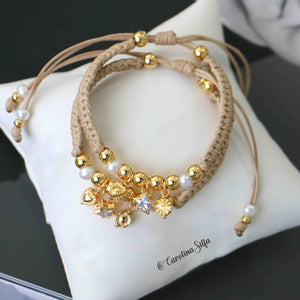 PULSERA CUERO Y PERLA