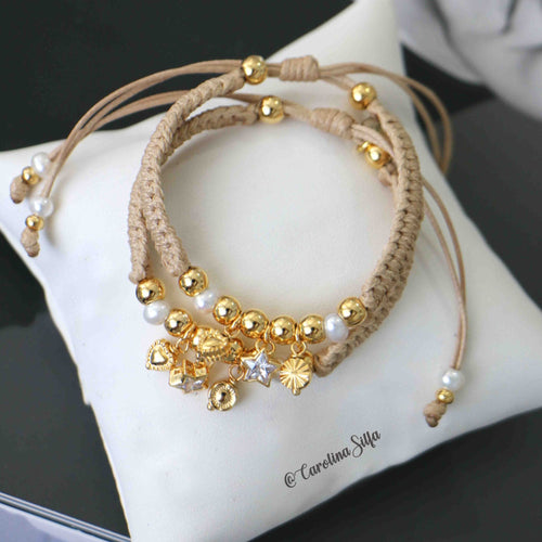 PULSERA CUERO Y PERLA