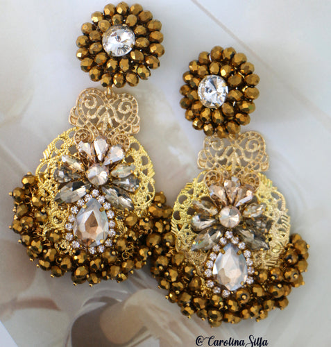 ARETES EN CRISTALES LARGOS - REDONDO