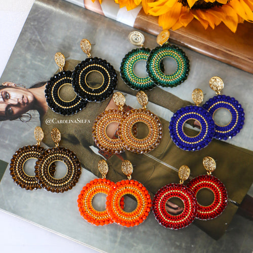 ARETES TEJIDOS COLOR