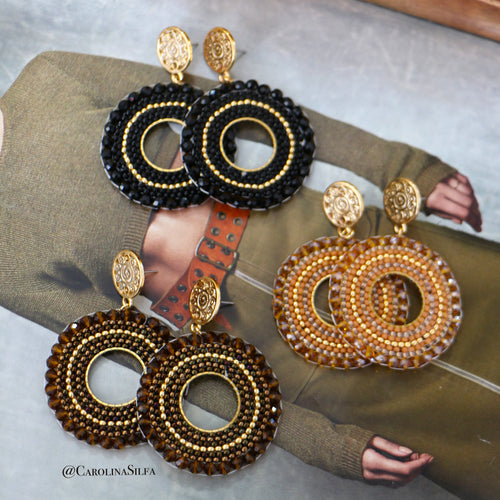 ARETES TEJIDOS COLOR