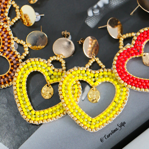 ARETES TEJIDOS CORAZON