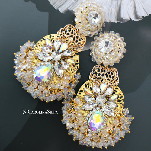 ARETES EN CRISTALES LARGOS - REDONDO