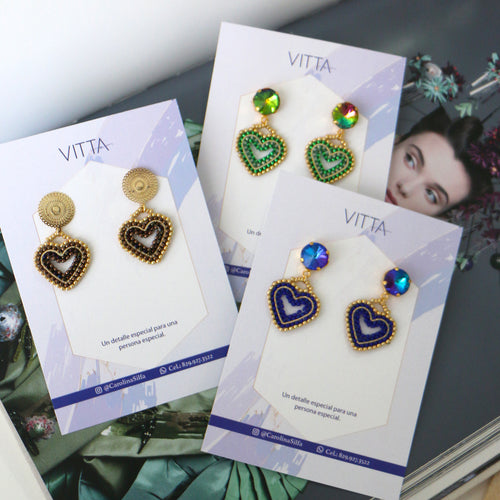 ARETES TEJIDOS MINI CORAZON